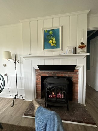 Chatham Cape Cod vacation rental - Dining room gas fired cast iron fireplace for Fall season stays.