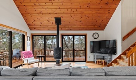 Orleans Cape Cod vacation rental - Living room with Roku TV and ac split (gas fireplace not for use)