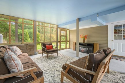 Orleans Cape Cod vacation rental - Downstairs screened porch with access to firepit and driveway