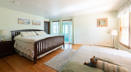 South Plymouth MA vacation rental - King bed with queen mattress and boxspring, 3 season porch off