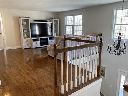 Mashpee Manor Pool House Cape Cod vacation rental - Cozy second floor landing family room with additional TV.