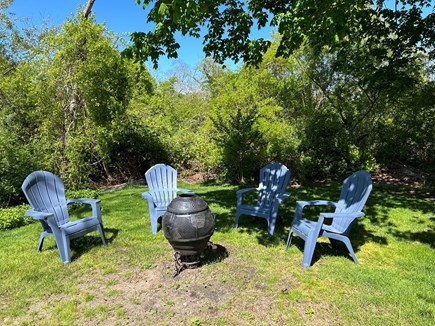 Dennis Port Cape Cod vacation rental - Backyard: fire pit and seating for 4. Extra chairs are available.