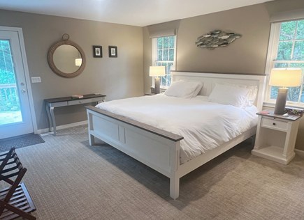 Between Falmouth &Woods Hole Cape Cod vacation rental - Main floor queen bedroom with private bath, door to deck