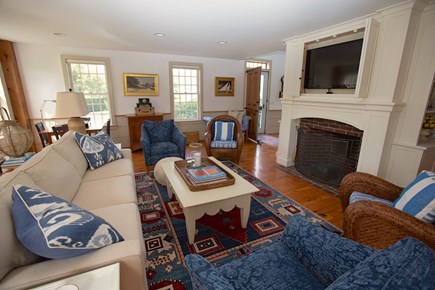 Brewster Cape Cod vacation rental - With a TV over the fireplace.