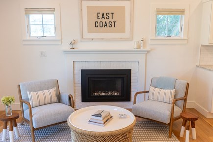 West Yarmouth, Lewis Bay Cape Cod vacation rental - Electric fireplace & comfy chairs-perfect for coffee or cocktails