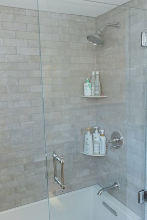 West Yarmouth, Lewis Bay Cape Cod vacation rental - New shower/tub with gorgeous tile, glass door, & Kohler fixtures