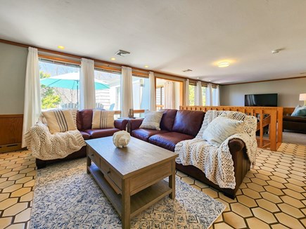 Pocasset Cape Cod vacation rental - Spacious living area offers 4 huge leather couches, smart TV