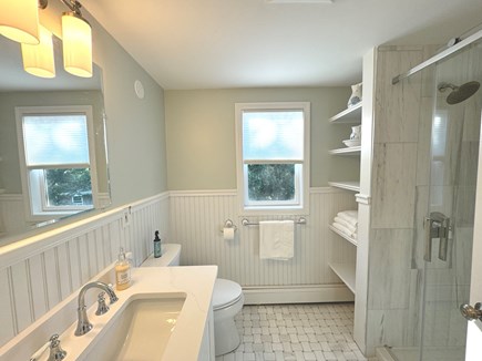 Harwich Cape Cod vacation rental - 2nd floor bathroom, walk-in shower, marble tiles