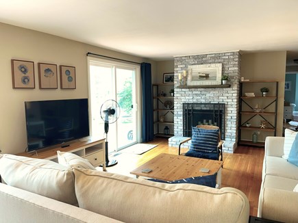Falmouth Cape Cod vacation rental - Bright family room with comfy couches and 2 sliders to deck