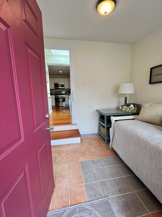 Osterville Cape Cod vacation rental - Two Bedroom unit: View from sunroom (with single bed) to kitchen.