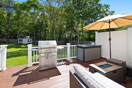 Hyannis Cape Cod vacation rental - Backyard - Outdoor lounge area with 3 burner BBQ