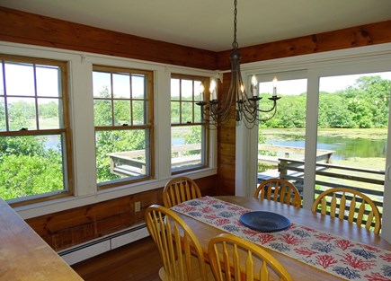 Woods Hole Cape Cod vacation rental - Sunny dining area slider to deck, water views