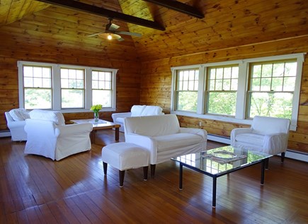 Woods Hole Cape Cod vacation rental - Spacious, vaulted living room with two sitting areas, water view