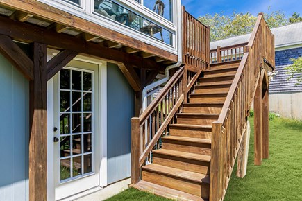 West Yarmouth Cape Cod vacation rental - Stairs from our sunroom and deck to the back yard.