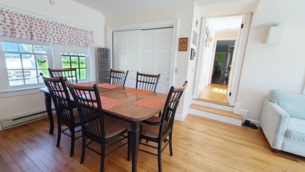 Eastham Cape Cod vacation rental - Family room with dining table, sofa and large flat screen TV