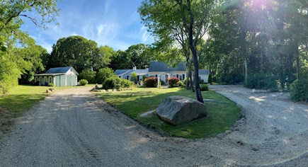 West Falmouth Cape Cod vacation rental - Private Drive & private path off yard to Shining Sea bike path.