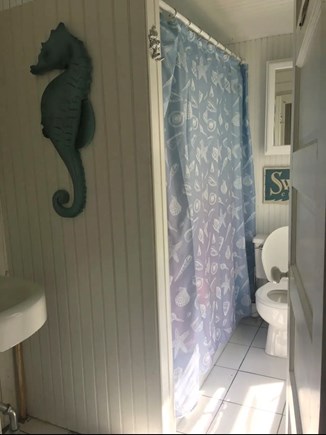 West Falmouth Cape Cod vacation rental - First Floor Full Bath (Bathtub, Shower, Toilet, Sink)