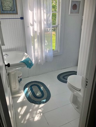 West Falmouth Cape Cod vacation rental - First Floor Primary  en-suite (3/4) bath. Toilet, Shower & Sink.