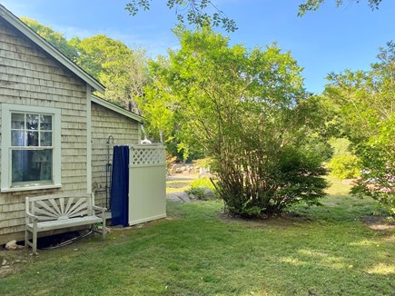 West Falmouth Cape Cod vacation rental - Outdoor Shower off the side of the house adjacent to Chappy Shack