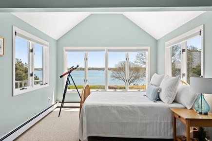 Bourne, Mashnee Island Cape Cod vacation rental - 2nd floor primary bedroom with panoramic views and queen bed