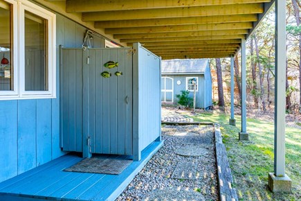 Wellfleet Cape Cod vacation rental - Enclosed outdoor shower right outside the den.