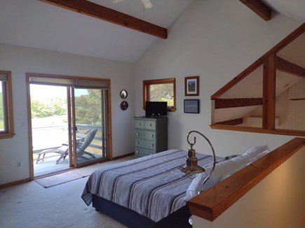 Wellfleet Cape Cod vacation rental - Main bed up, deck, private bath. A/C cooling from liv. rm, views.