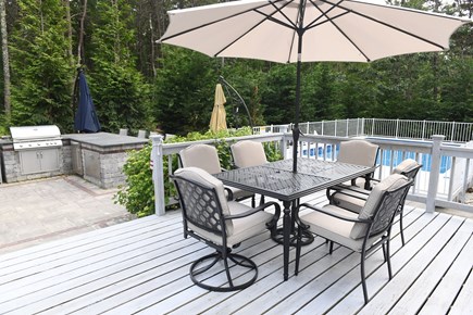 Cotuit Cape Cod vacation rental - Deck and patio with outdoor kitchen and saltwater pool