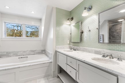 Cotuit, Barnstable Cape Cod vacation rental - Dual vanity, soaker tub and standup shower in PRIMARY