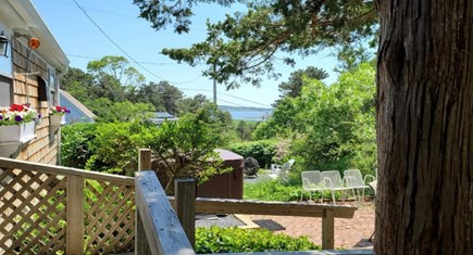 Wellfleet Cape Cod vacation rental - Outside Hot Tub, Grille Area and Fire Pit overlooking Harbor