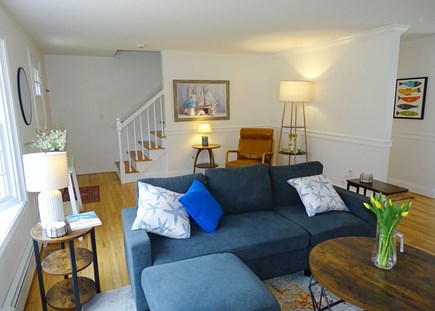Brewster Cape Cod vacation rental - Living area offers reading corner, opens to dining area