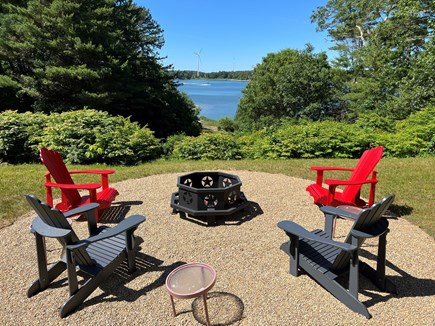 Bourne, Buzzards Bay Cape Cod vacation rental - Firepit with water views. Great area for watching the sunset.