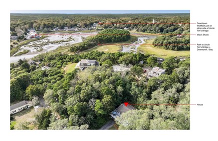 Wellfleet Cape Cod vacation rental - Aerial photo showing proximity to town.