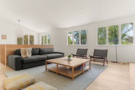 Wellfleet Cape Cod vacation rental - Wide open living space with large sofa and lounge chairs.