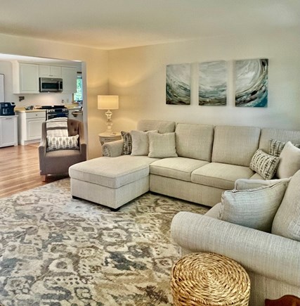 South Chatham Cape Cod vacation rental - Living room open to dining area and kitchen