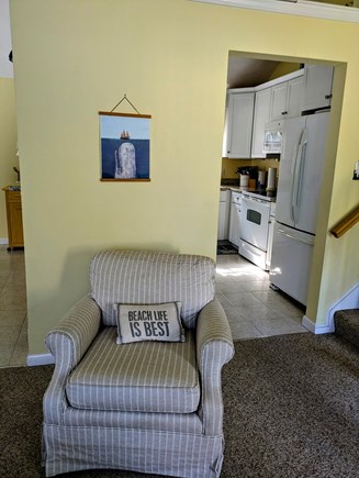 South Yarmouth Cape Cod vacation rental - Living room has sofa and two club chairs for relaxing.