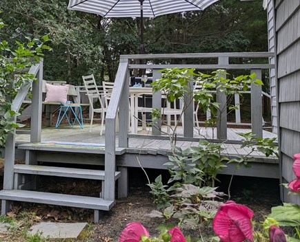 South Yarmouth Cape Cod vacation rental - Side deck with plenty of room to gather together.