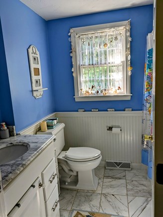 South Yarmouth Cape Cod vacation rental - Bathroom with tub on upper level with all three bedrooms.