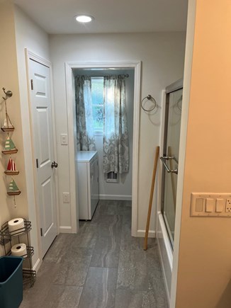 Truro Cape Cod vacation rental - Bathroom. washer and dryer are at end of the room