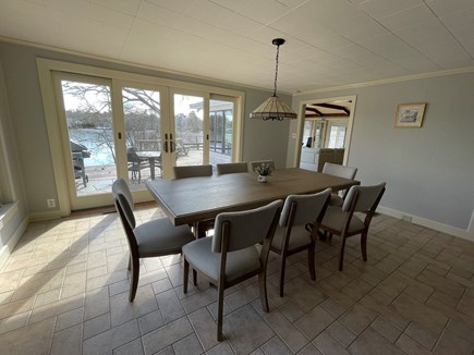 Centerville Cape Cod vacation rental - New kitchen table with water views and sliding doors