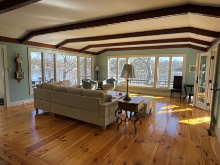 Centerville Cape Cod vacation rental - Living room surrounded by views of the lake