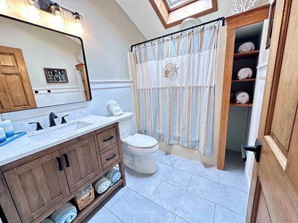 Mashpee Cape Cod vacation rental - Newly renovated bathroom (second floor) with tub