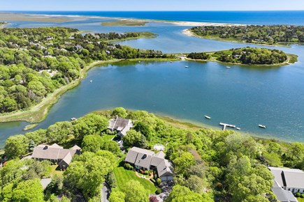 East Orleans Cape Cod vacation rental - Aerial of Property, Dock, and breathtaking Water Views to Nauset.