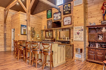 Sandwich Cape Cod vacation rental - Game Barn Bar Area - Beer Fridge and Wine Fridge