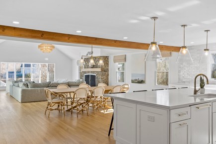 Falmouth Cape Cod vacation rental - Open kitchen leads to family table w room for 10 overlooking pond