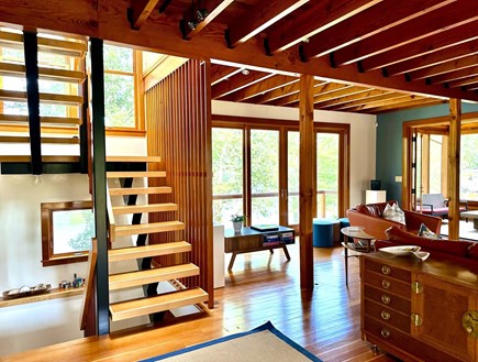 Falmouth Cape Cod vacation rental - Floating staircase from the great room to upstairs