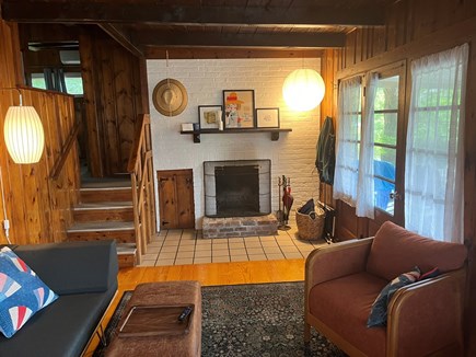 South Wellfleet Cape Cod vacation rental - Relaxing living room to enjoy A/C and TV during downtime