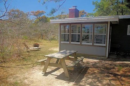 South Wellfleet Cape Cod vacation rental - Picnic table outside 3 season porch