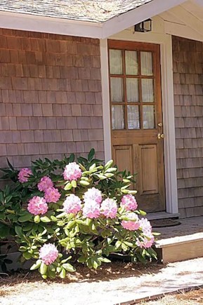 South Wellfleet Cape Cod vacation rental - Front door with beautiful hydrangeas