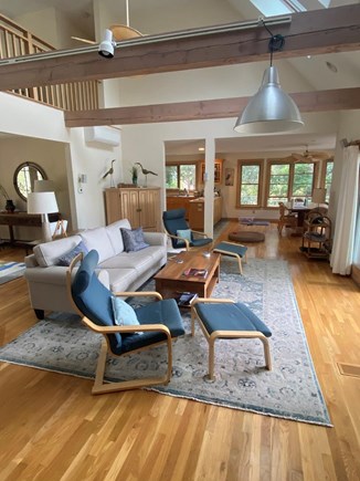 Eastham Cape Cod vacation rental - Living room into the dining room and kitchen.