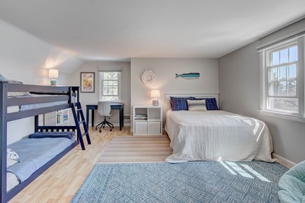 South Chatham Cape Cod vacation rental - Bedroom 4: second floor, bunk beds and queen bed.